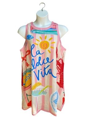 New Nice To Meet You La Dolce Vita Pink Stripe Shift Dress Womens Size 2XL